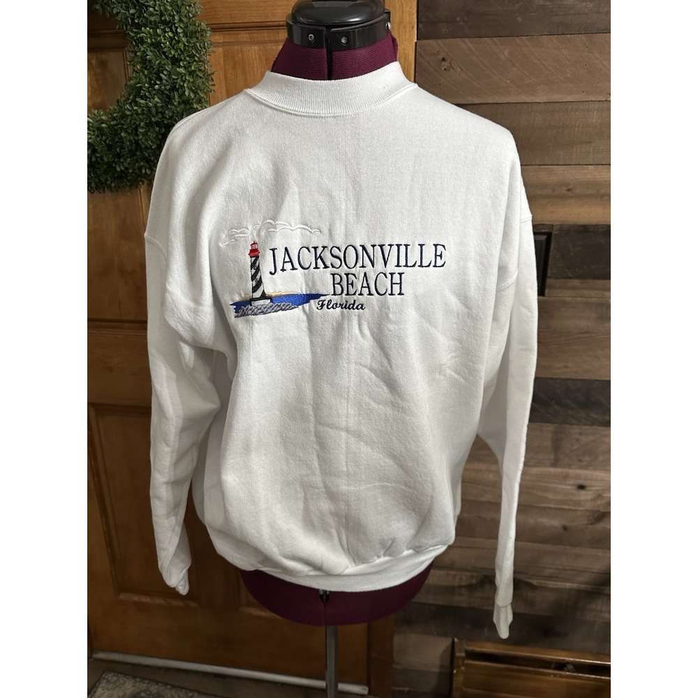 Jacksonville Beach Florida Embroidered Sweatshirt Size Large